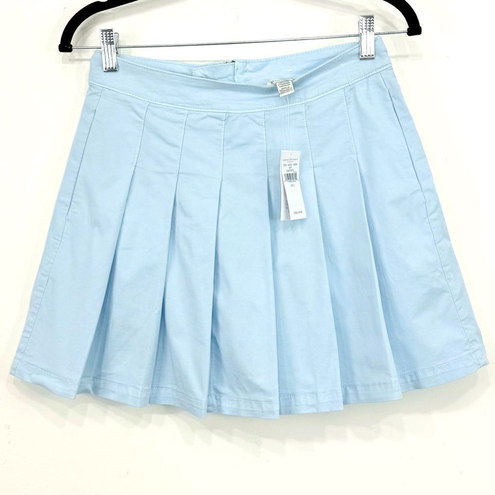 American Eagle Light Blue Pleated Mini Skirt NEW